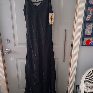Woman's Long Black Shimmering spaghetti strap dress NWT